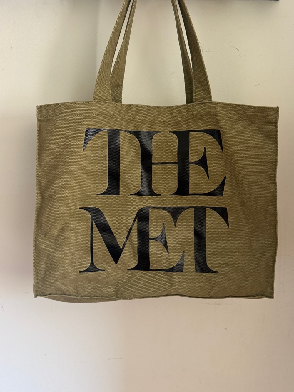 Olive Canvas Tote Bag with Black Logo